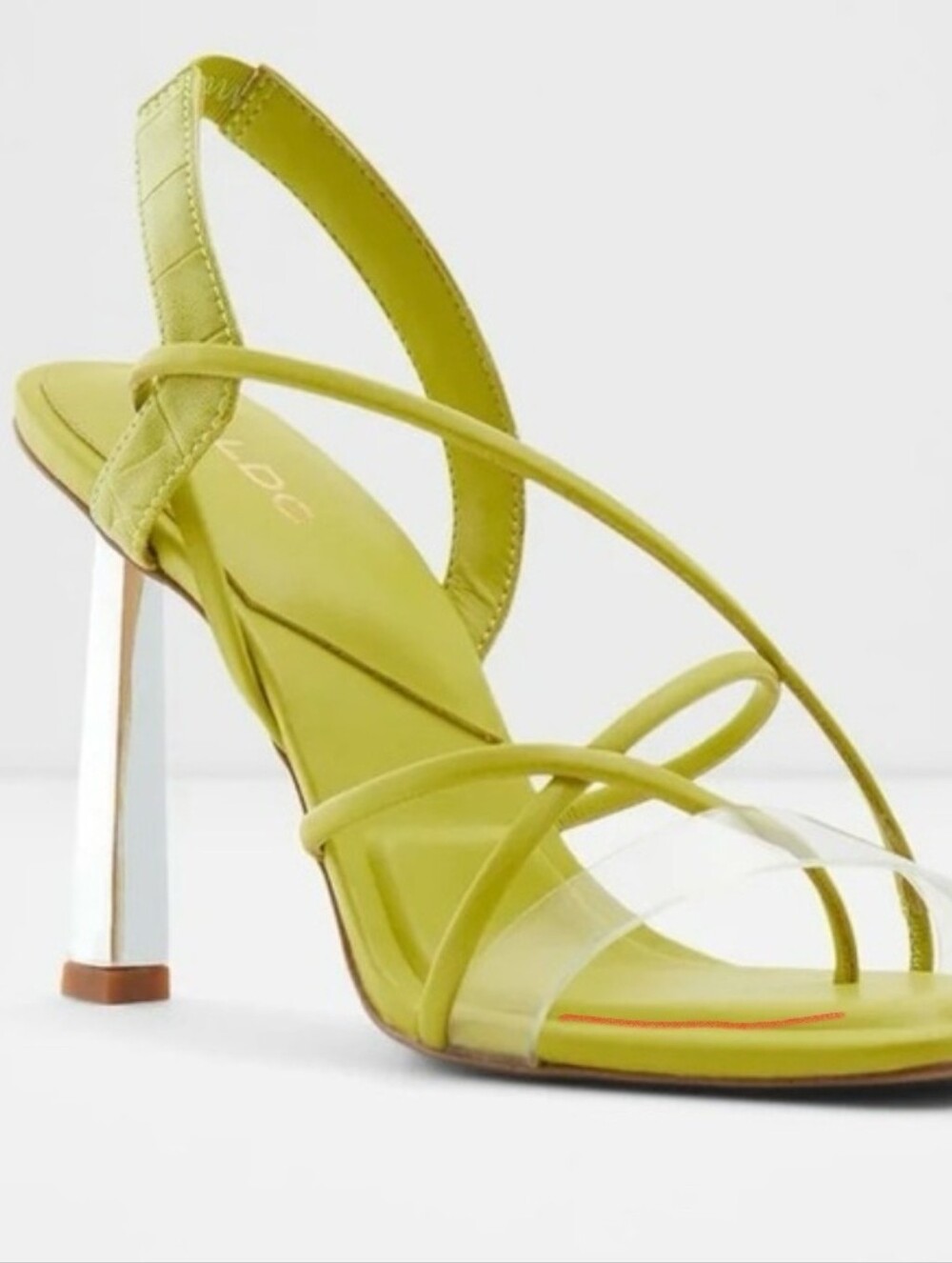 Aldo Juliet Neon Lime Green Strappy Square Toe Heels Size 6